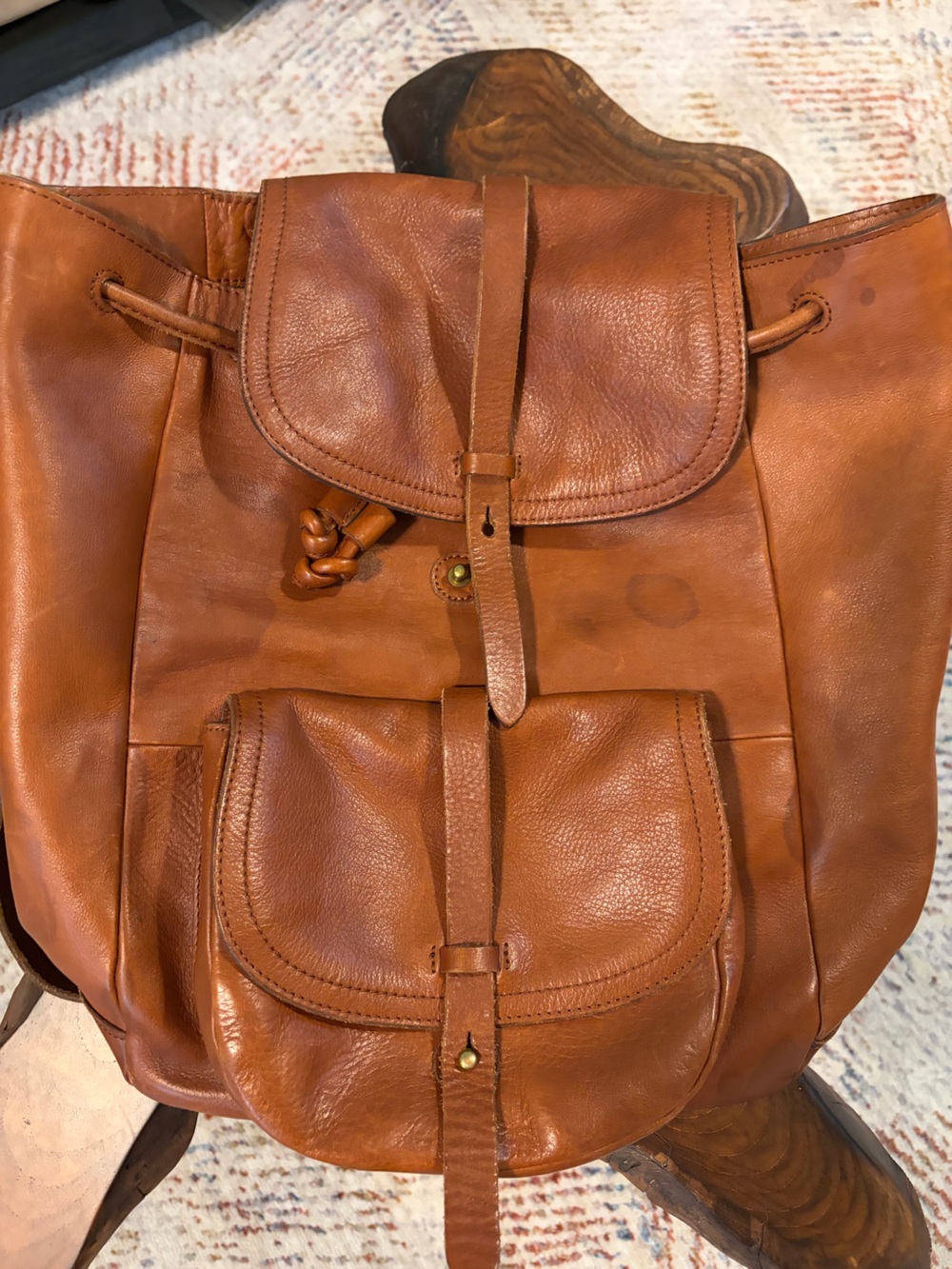 Madewell Leather Drawstring Backpack - Tan Leather Shoulder Bag